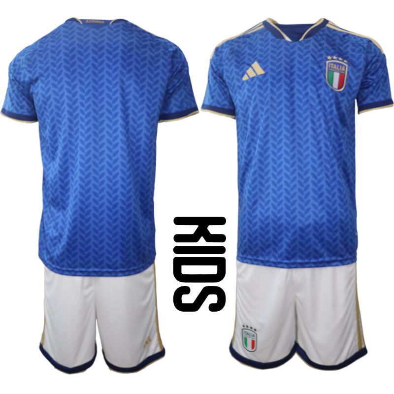 Youth 2026 World Cup National Team Italy home blue Blank Soccer Jersey